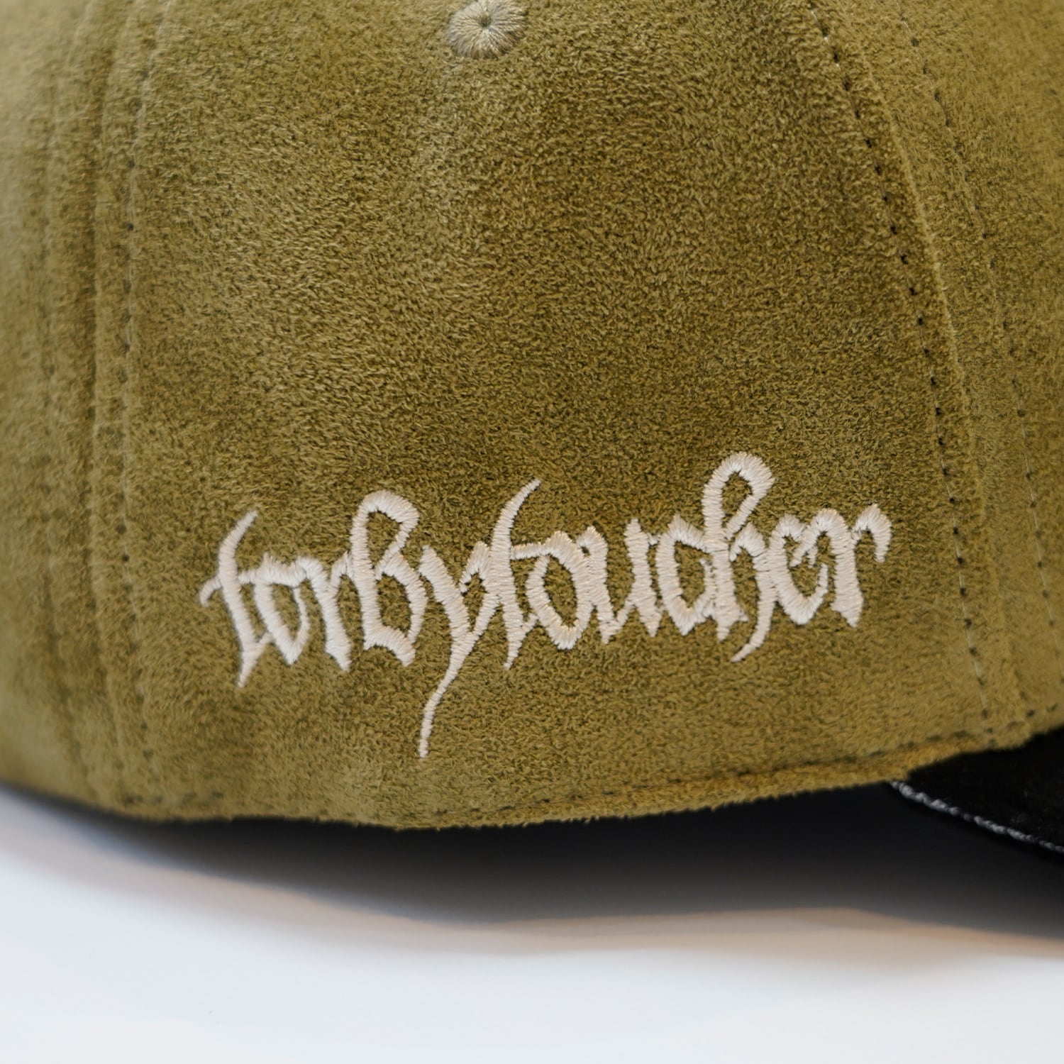T.C.R LOGO FAUX SUEDE STRAP BACK CAP - GREEN / BLACK