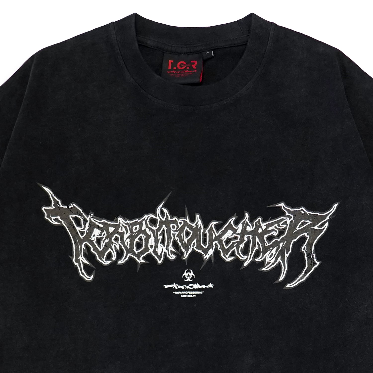 T.C.R METAL LOGO ACID WASH S/S TEE - BLACK