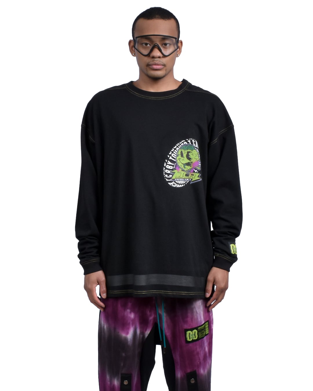 RAVER OVERSIZED  L/S TEE - BLACK/YELLOW