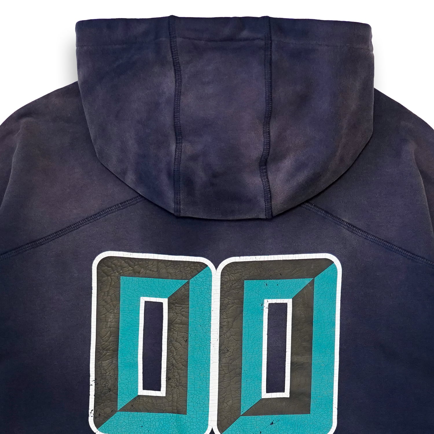 T.C.R METAL LOGO FADE WASHED HOODIE - NAVY