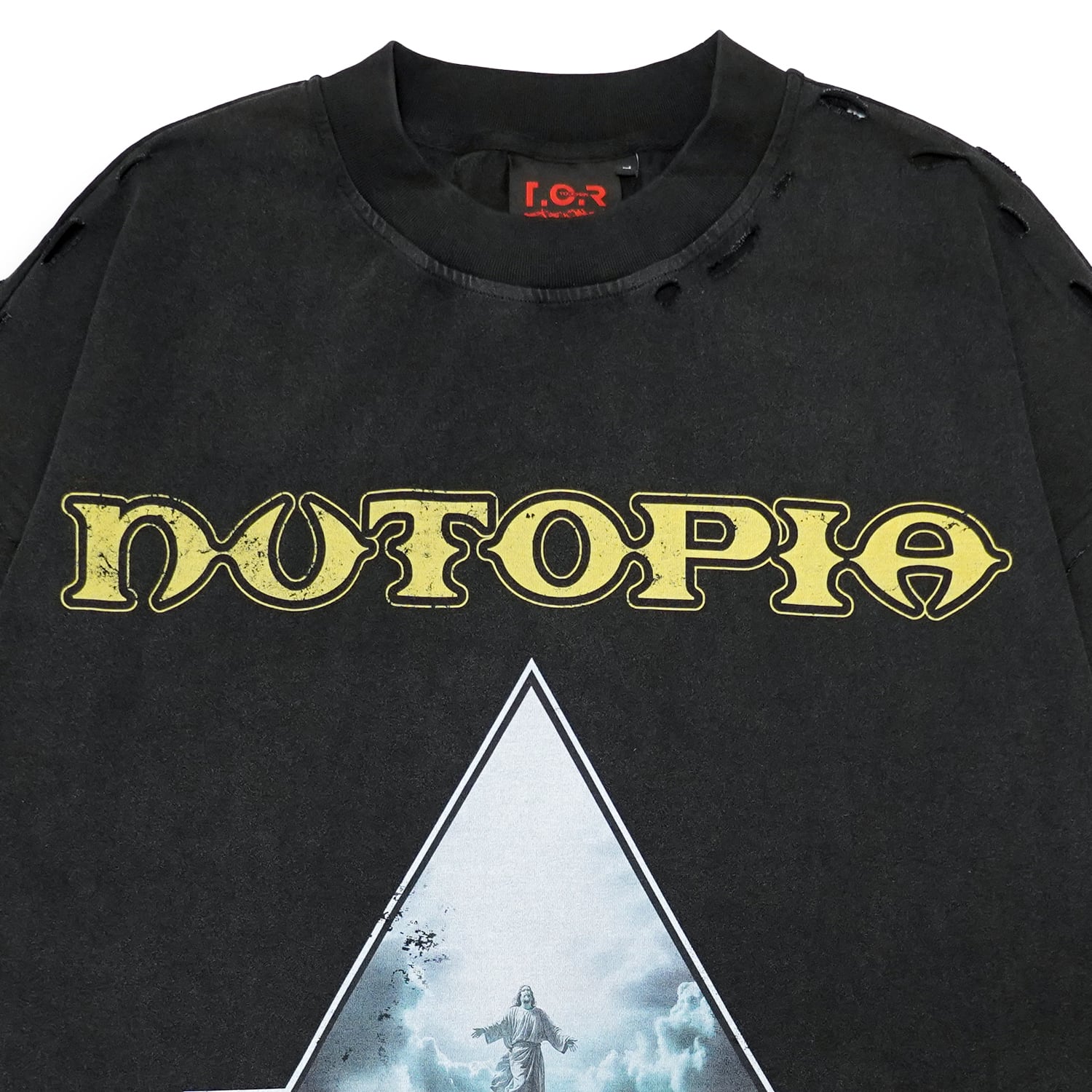 T.C.R NUTOPIA WASHED DAMAGE L/S TEE - BLACK
