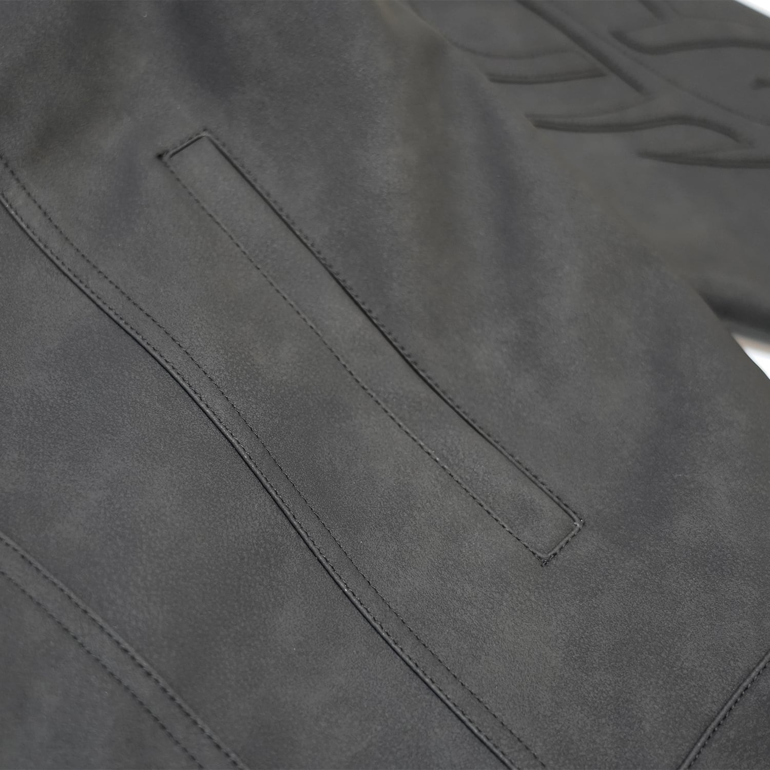 T.C.R WASHED FAUX LEATHER FLAME TRACKER JACKET - BLACK