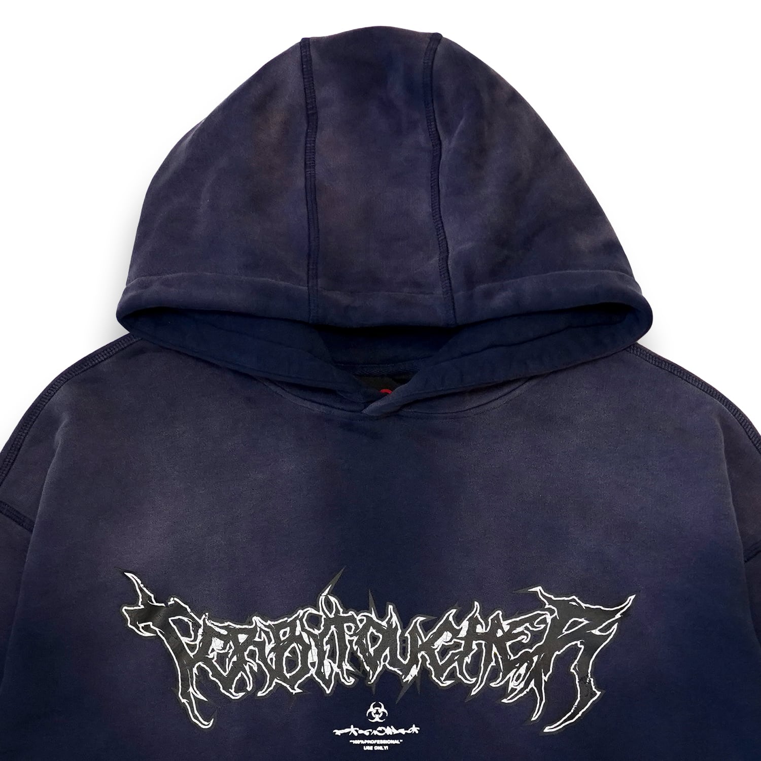 T.C.R METAL LOGO FADE WASHED HOODIE - NAVY