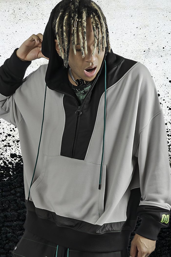 TCR ESSENTIAL TECH HOODIE  - GRAY/BLACK