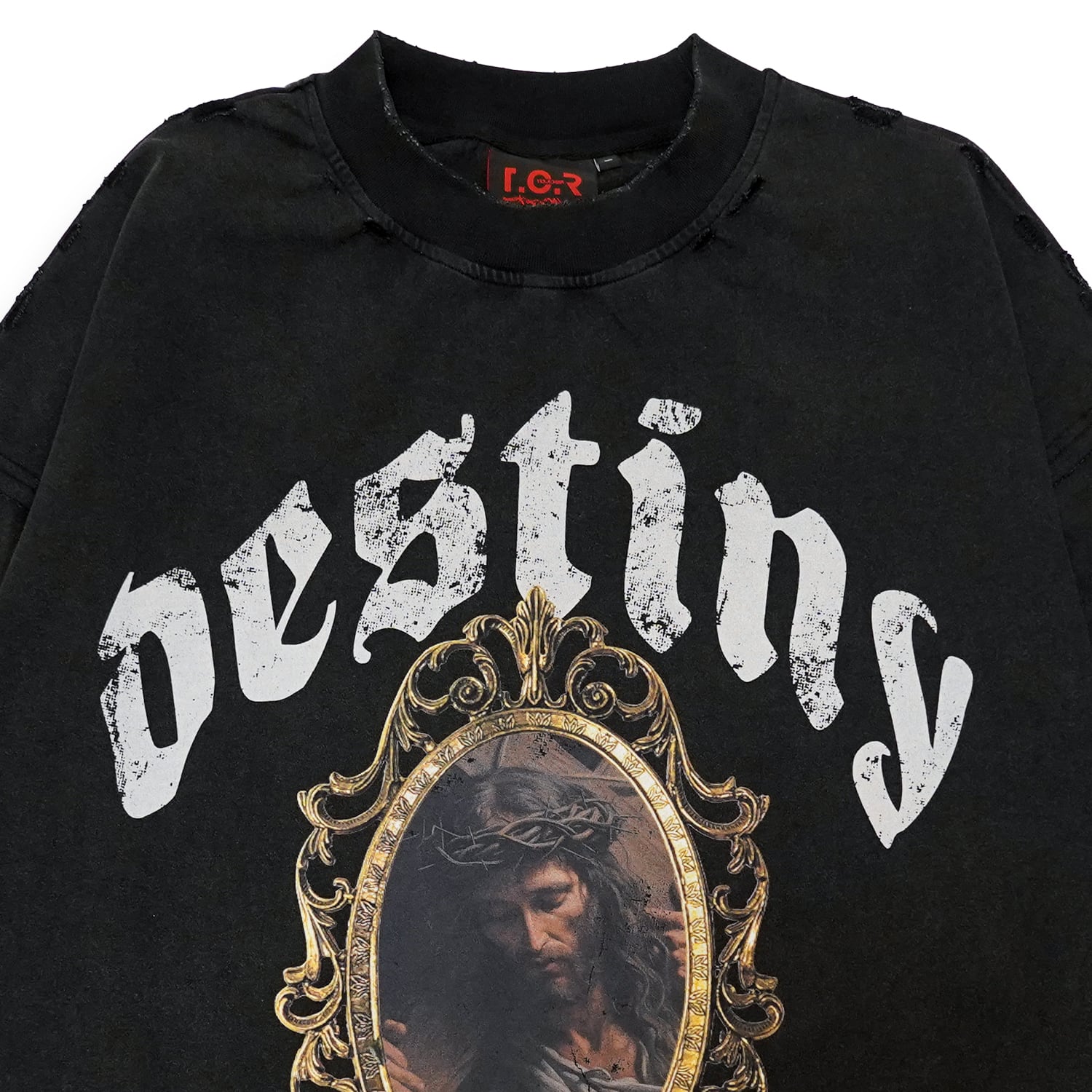 T.C.R DISTINY WASHED DAMAGE L/S TEE - BLACK