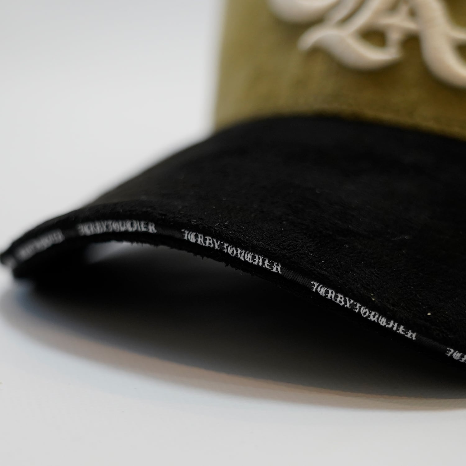 T.C.R LOGO FAUX SUEDE STRAP BACK CAP - GREEN / BLACK
