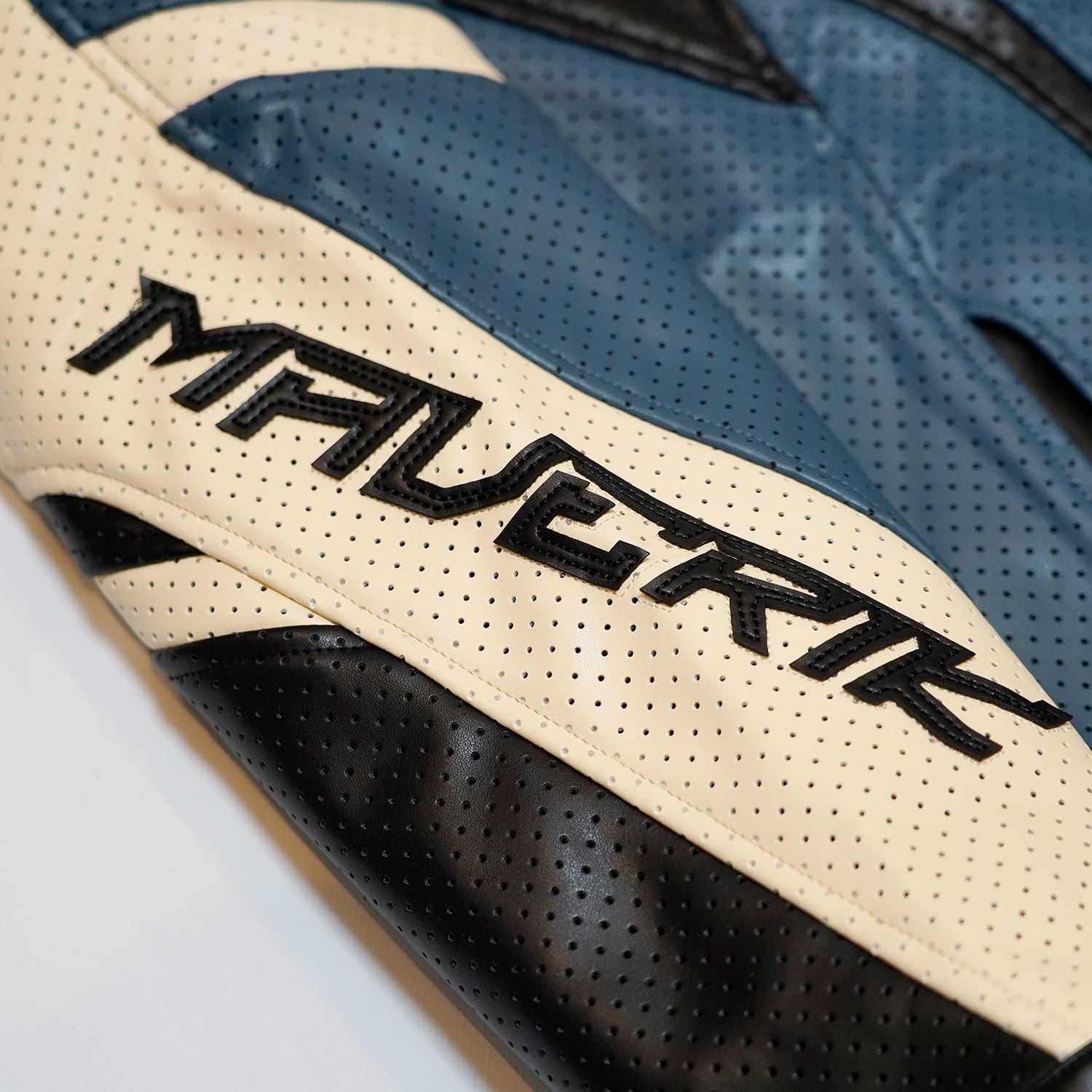 T.C.R MAVERIK MESH LEATHER MOTO JACKET - NAVY