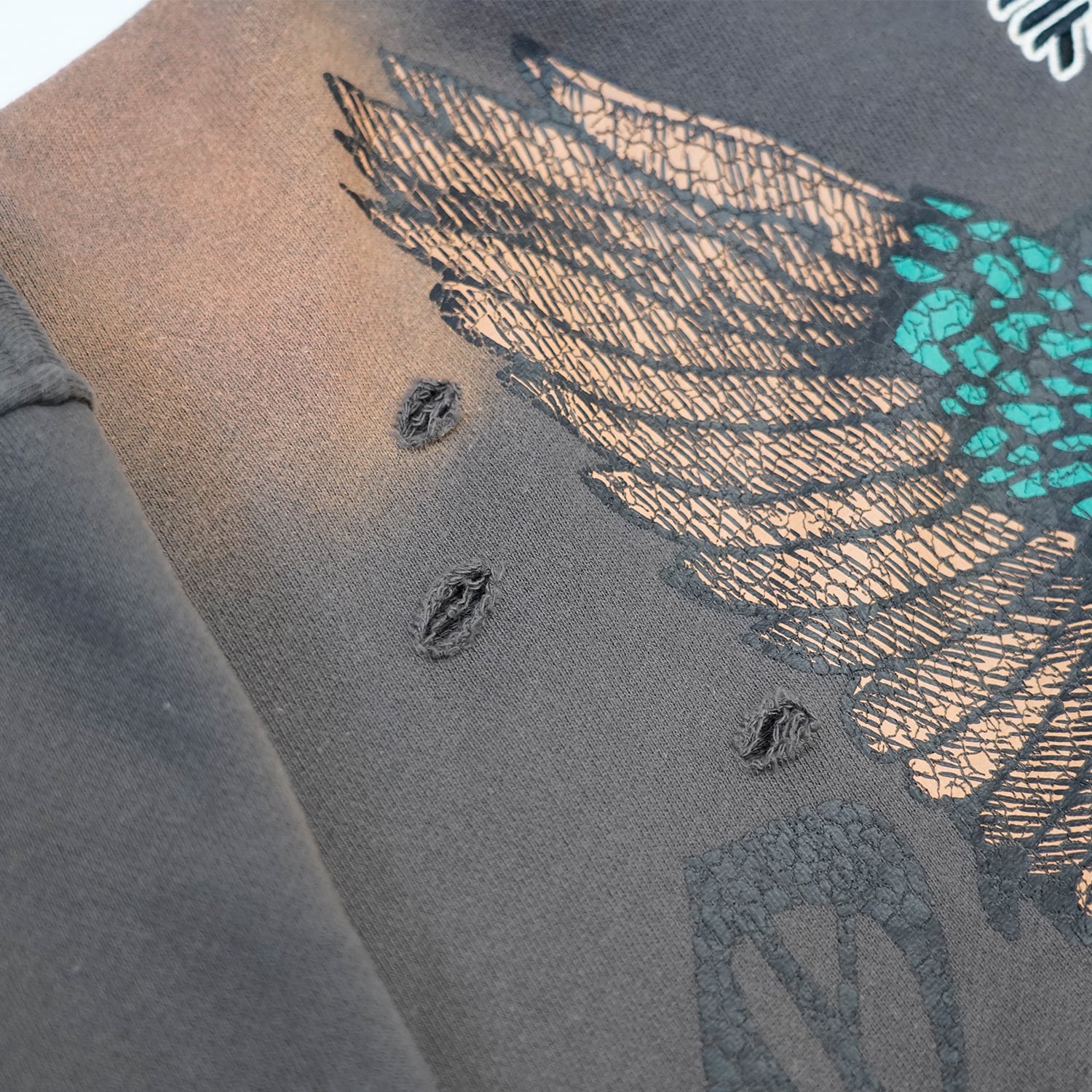 T.C.R THRONES ACID HOODIE - GRAY
