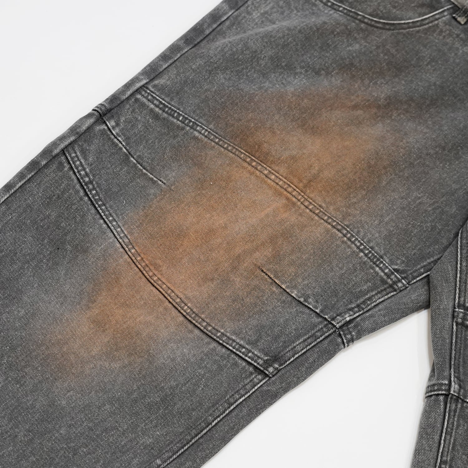 T.C.R WASHED DOUBLE WAIST BAGGY PANTS - GRAY