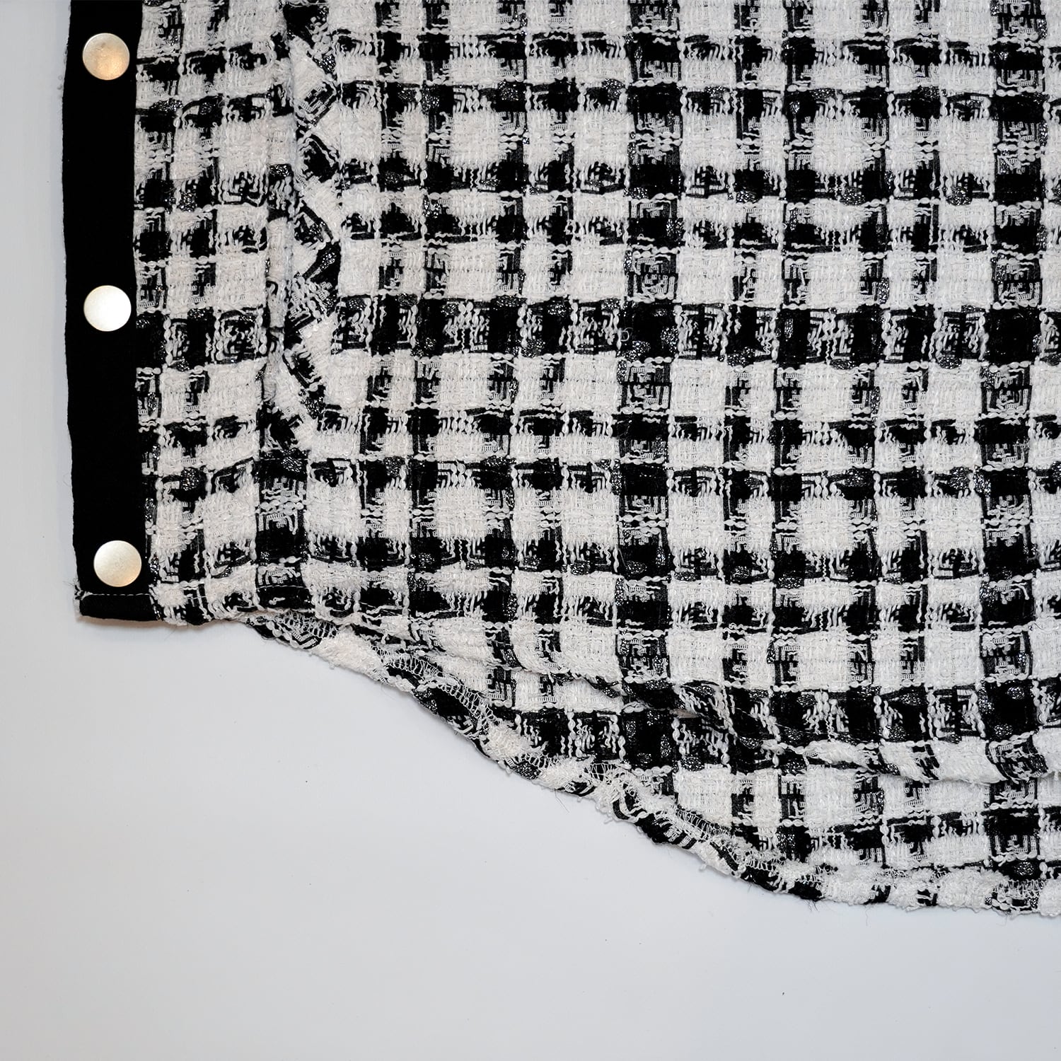 T.C.R MONOGRAM LOGO TWEED SHIRTS JACKET - BLACK / WHITE