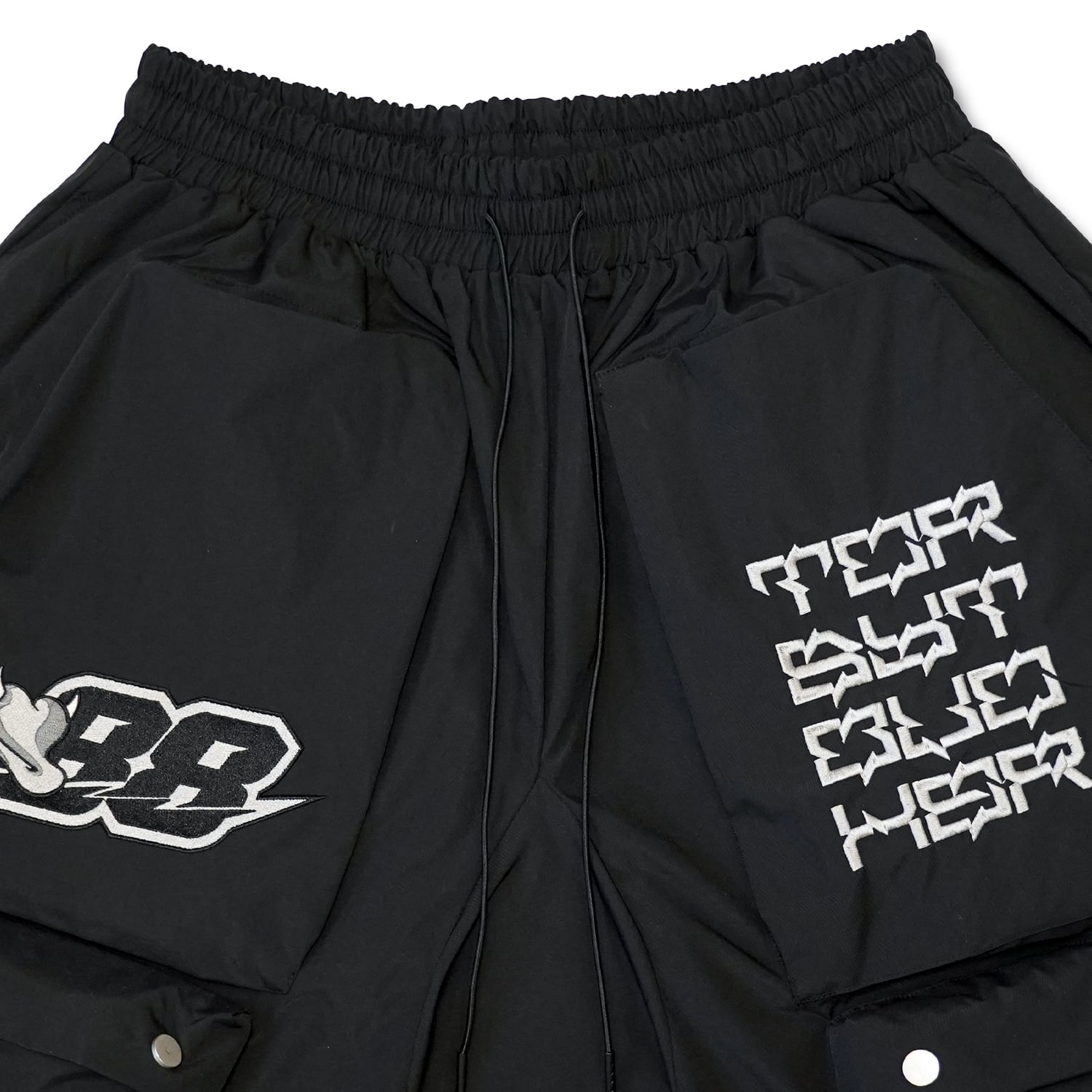T.C.R RELAPSE MULTI POCKET SAROUEL CARGO SHORTS - BLACK