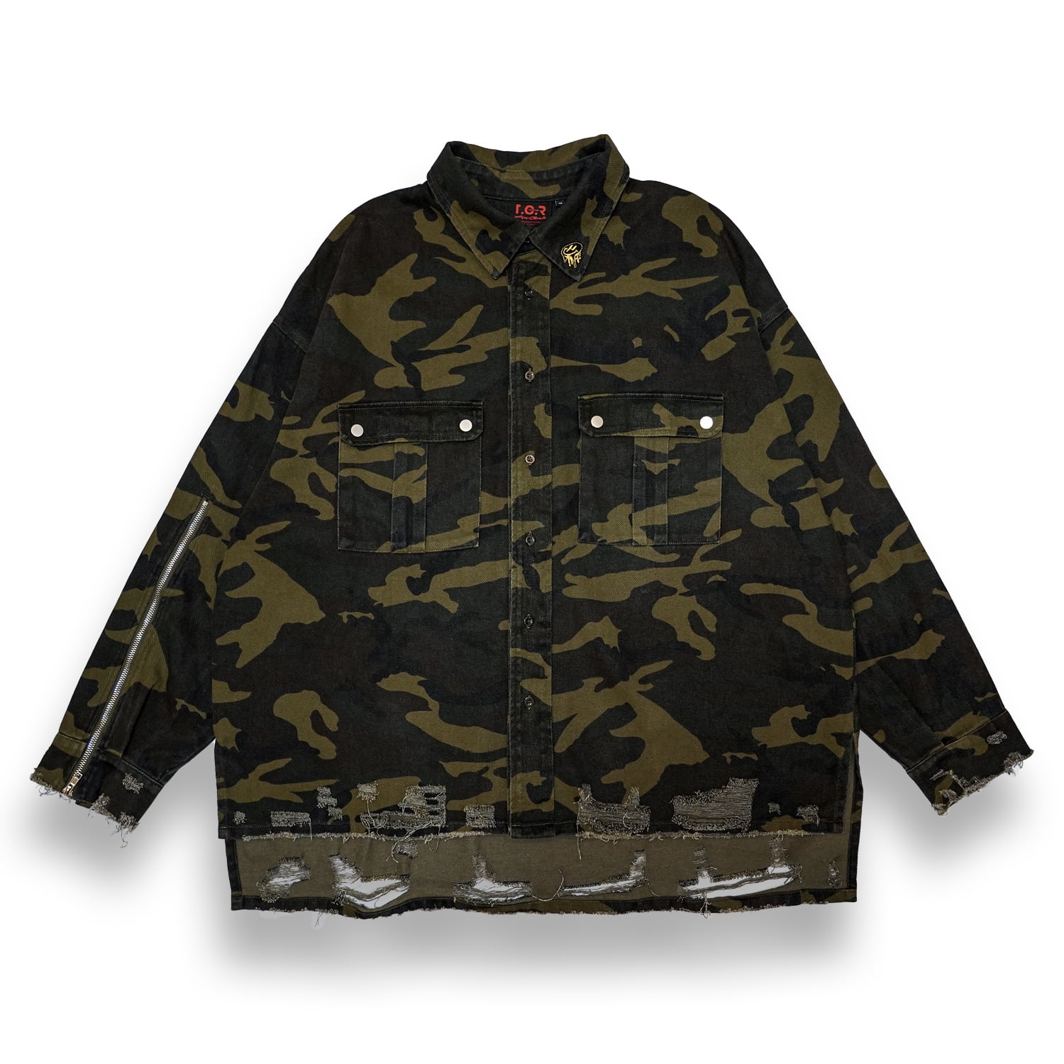 T.C.R DISTRESSED CAMO SHIRTS JACKET - CAMO